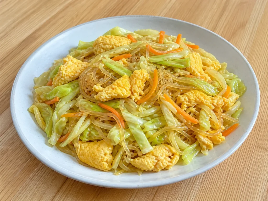 包菜炒鸡蛋粉丝