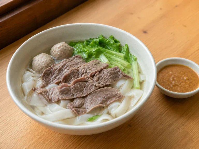 潮汕牛肉粿条汤成品图