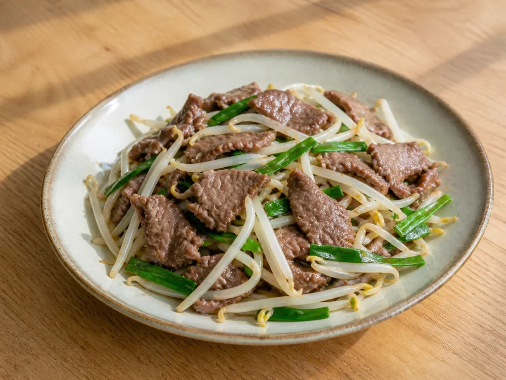 豆芽炒牛肉