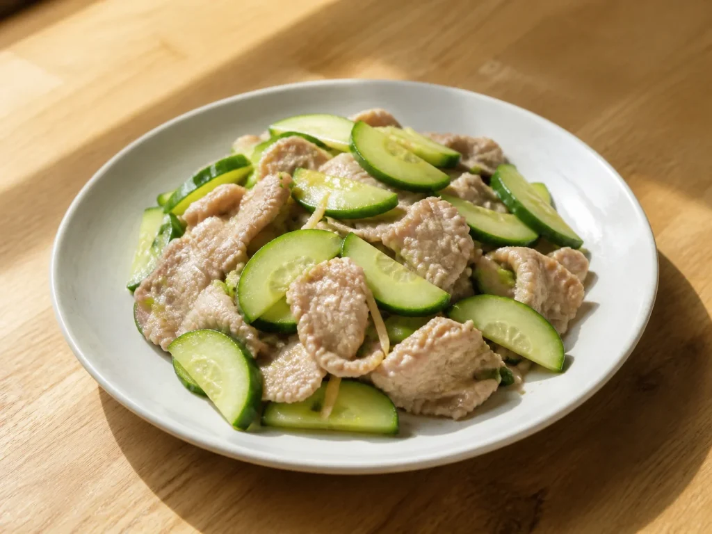 黄瓜炒肉片