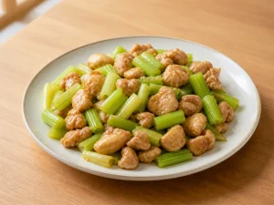 芹菜炒鸡丁成品图