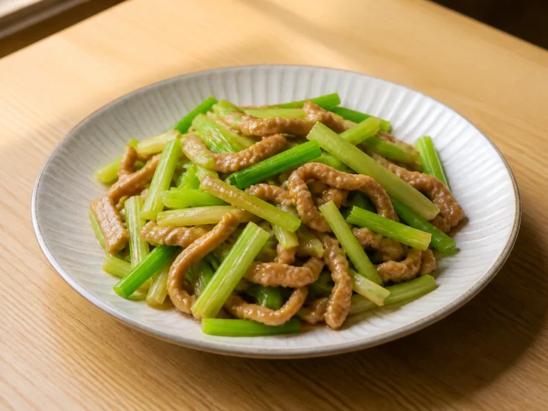 芹菜炒肉丝成品图